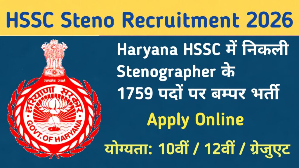 HSSC Steno Recruitment 2026 Notification 